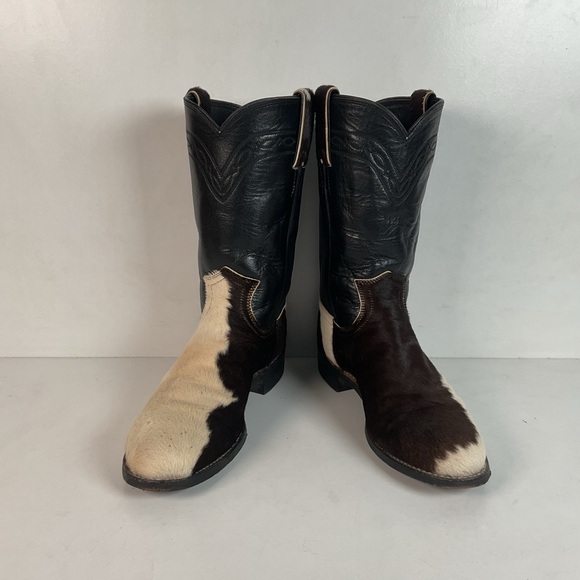 Justin Calf Hair On Cow Hide Pony Cowgirl Roper Boots 6 B Western USA Made - Picture 8 of 15